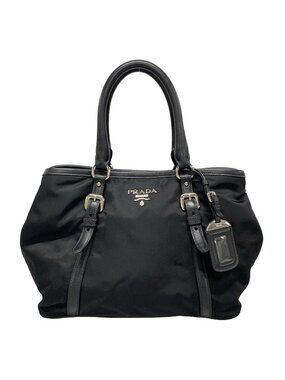 Prada Tote Black Leather Tag
